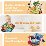 hahaland Baby Books 0-6 Months 2PCS Baby Toys 6 to 12 Infant Touch Feel First Cloth Crinkle Soft Books 0-3-6-12-18 Months Baby Boy Girl Shower Gifts Set for Newborn Baby Sensory Learning Stroller Toys - Image 3